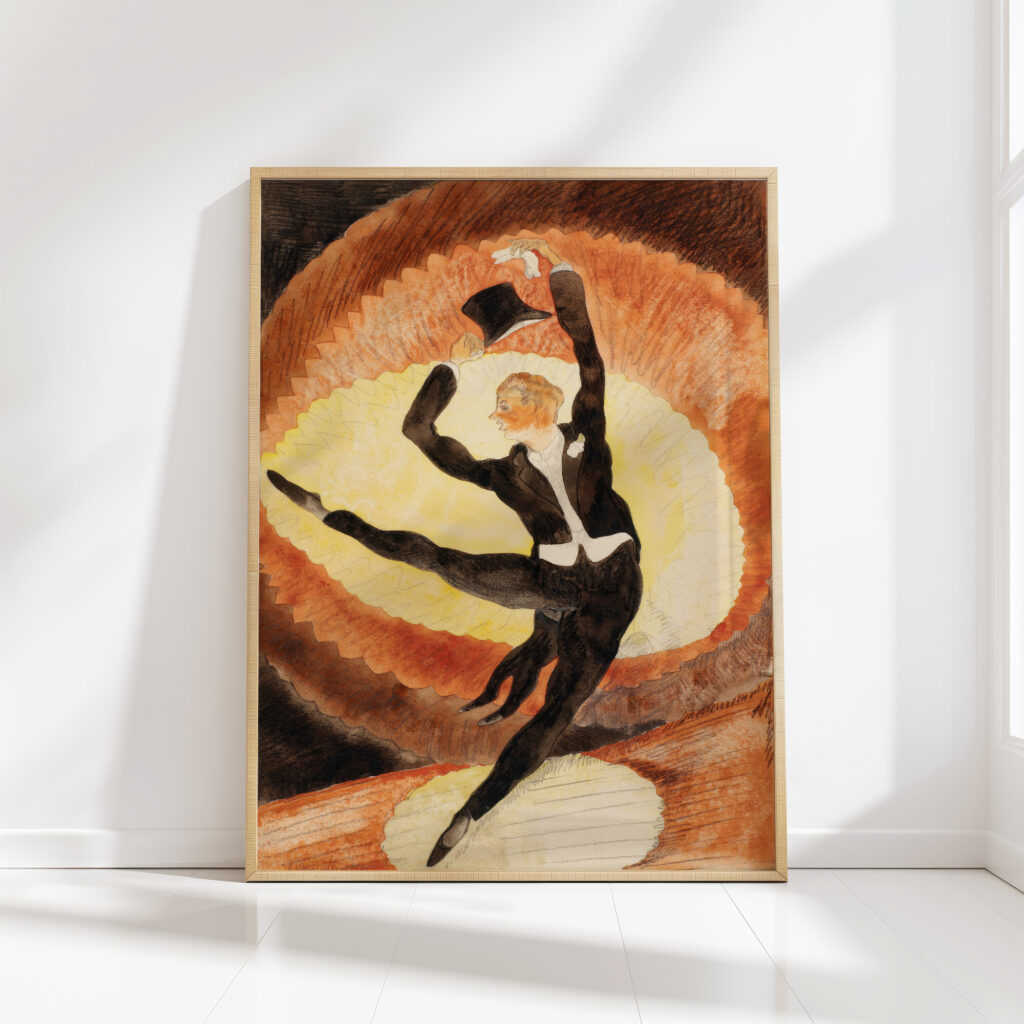 in vaudeville acrobatic male dancer with top hat 1920 charles demuth high quality print