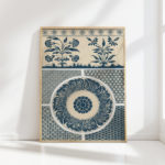 intricate blue white floral artwork print for home