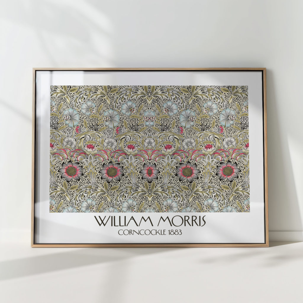 intricate floral artwork print with vibrant accents