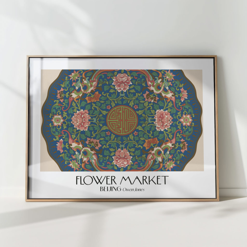 intricate floral market artistic print for wall decor
