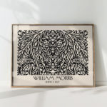 intricate nature inspired artistic black white print