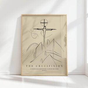 jesus crucifixion line art minimalist christian print