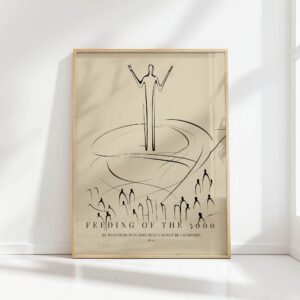 jesus feeding of the 5000 minimalist christian print