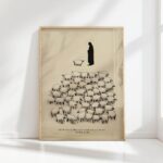 jesus leaves the 99 beige inspirational minimalist christian print