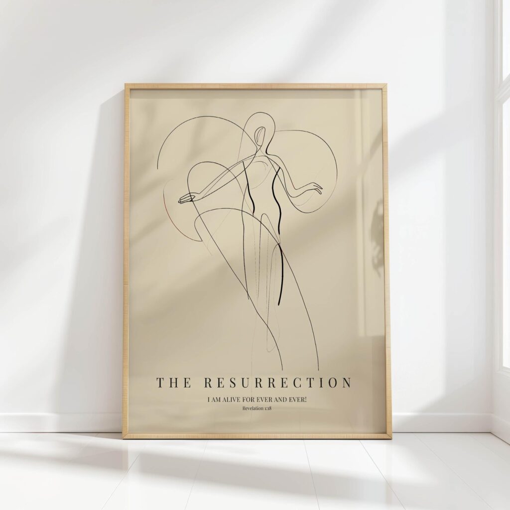 jesus resurrection line art minimalist christian print