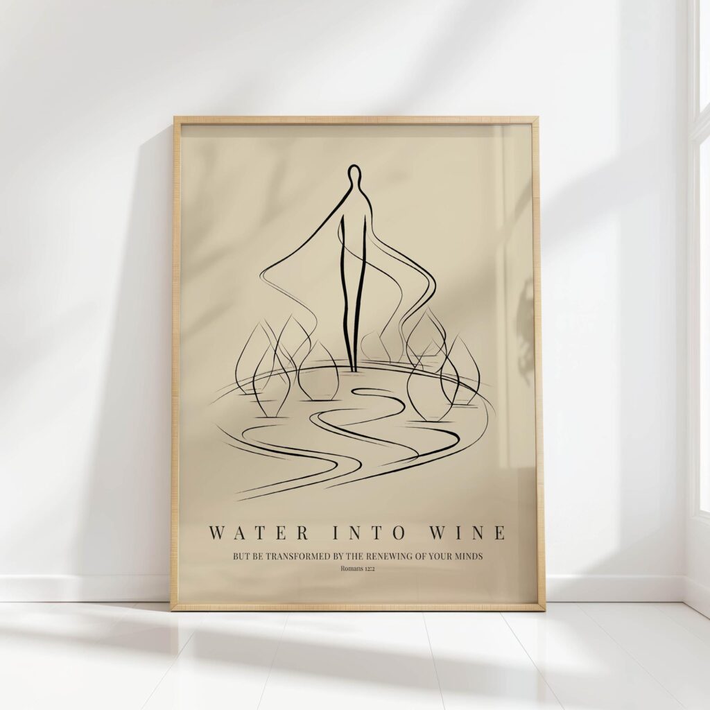 jesus turning water into wine minimalist christian print