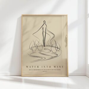 jesus turning water into wine minimalist christian print