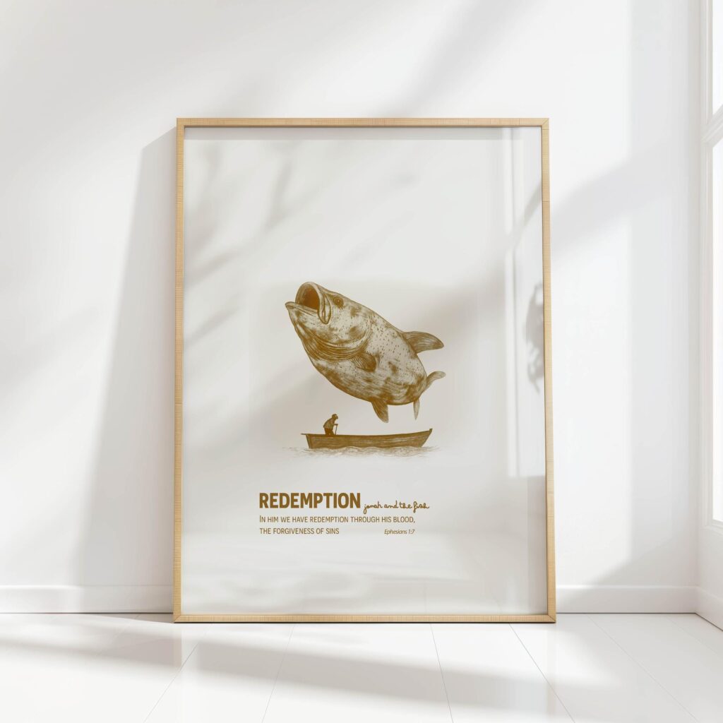 jonas and the whale redemption minimalist christian print