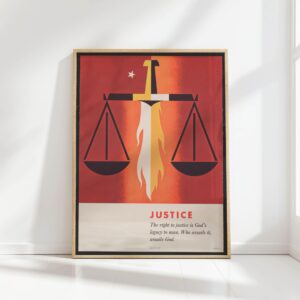 justice scale flame christian print joseph binder 1962