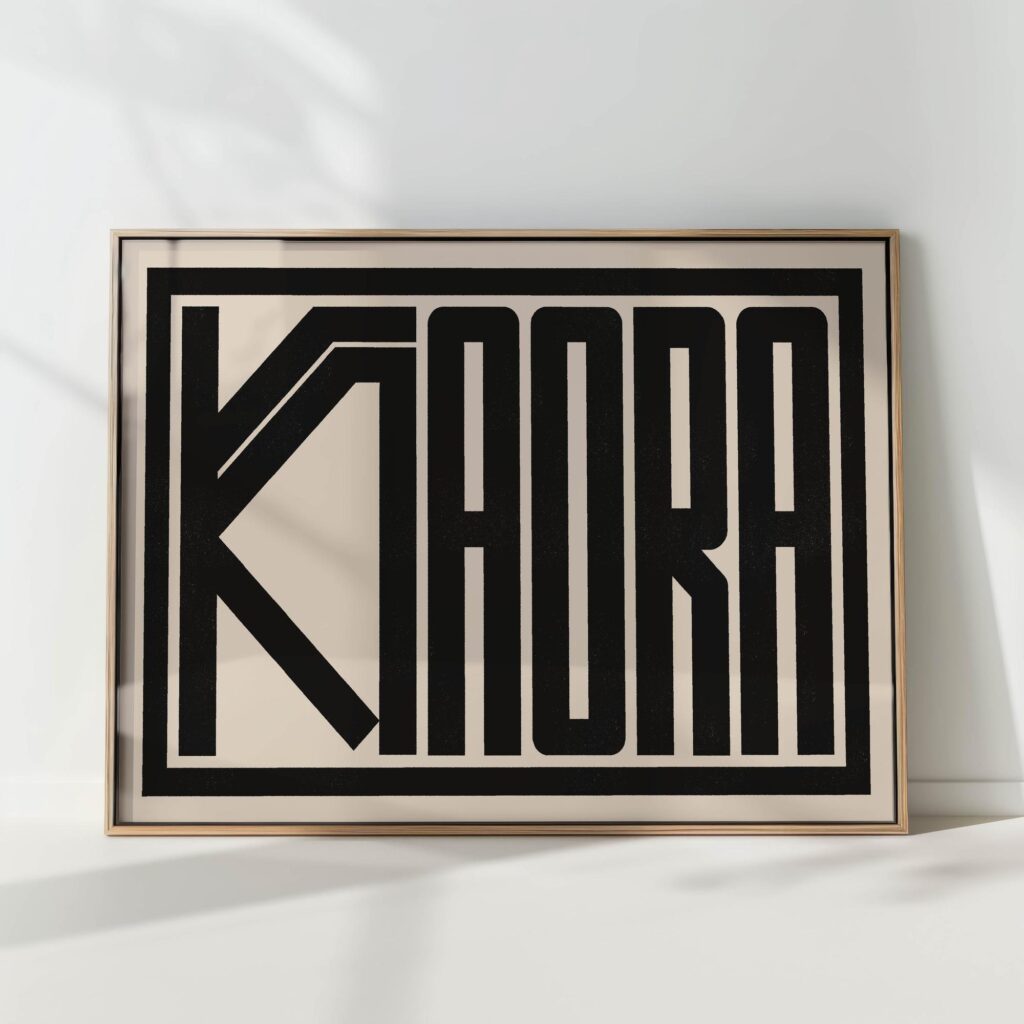 kia ora typography print modern geometric poster