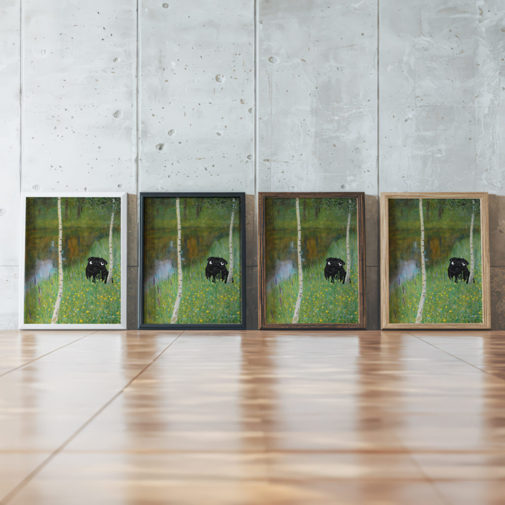 klimt Lakeshore With Birches 3x4 framed posters mockup
