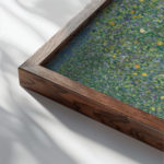klimt Rosebushes under the Trees circa 1905 cat 3x4 close up dark wood mockup