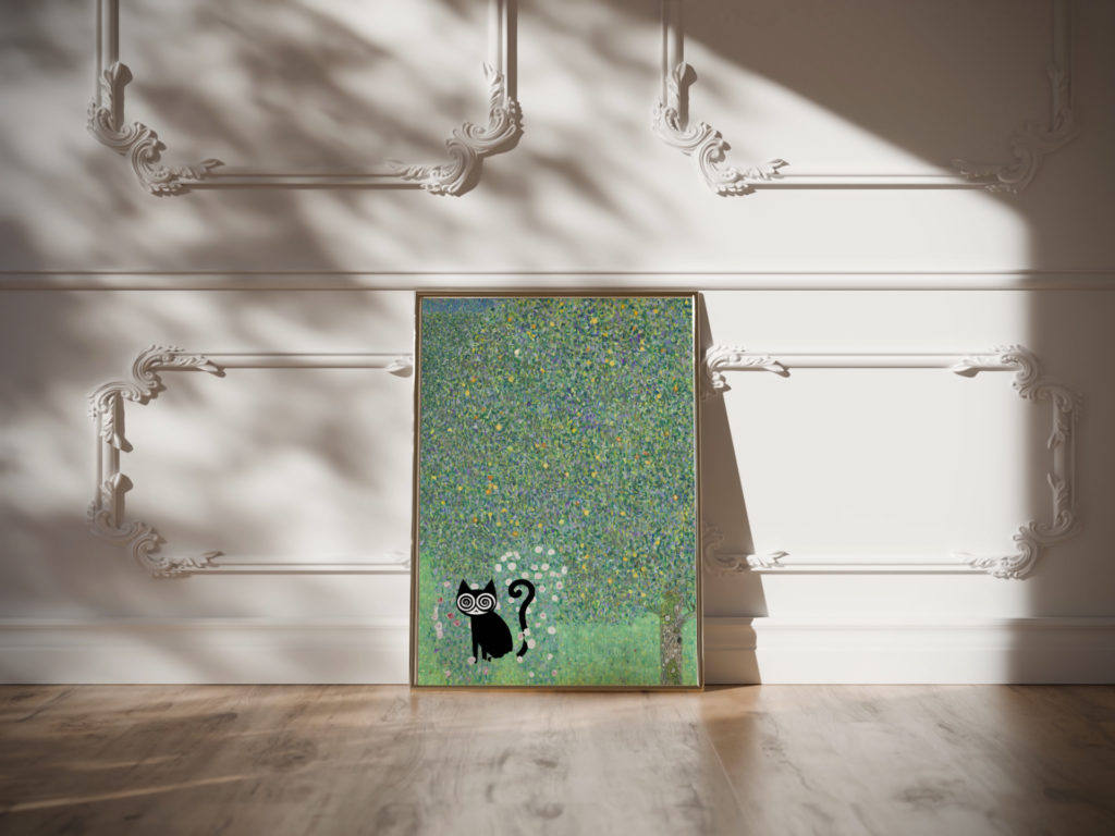 klimt Rosebushes under the Trees circa 1905 cat 3x4 video mockup