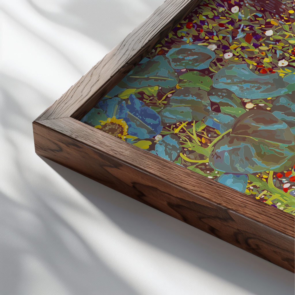 klimt dog 3x4 close up dark wood mockup
