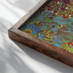 klimt dog 3x4 close up dark wood mockup