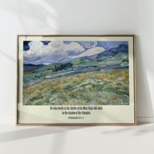 landscape art print with inspirational biblical quote