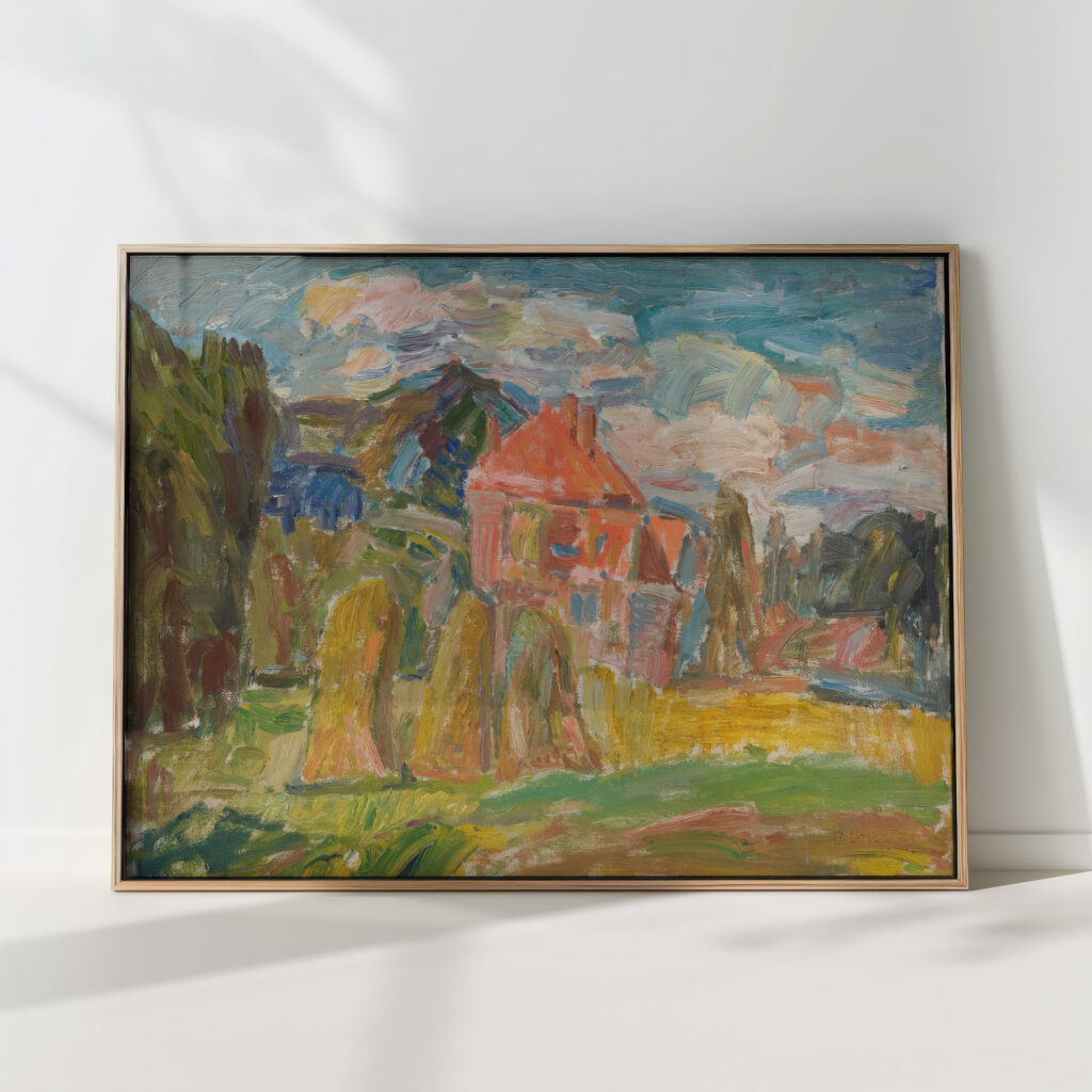 landscape with a red house 1937 sasza blonder high quality print