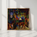 landscape with cows sailboat and figures 1887 1914 august macke high quality print