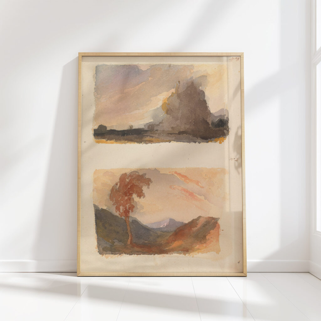 landscape with large cliff in foreground cuyps principle no 3 landscape with tree in foreground mountains in distance boths principle thomas sully high quality print