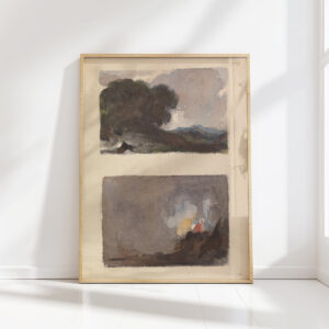 landscape with tree in foreground and mountains in distance figure in interior scene thomas sully high quality print