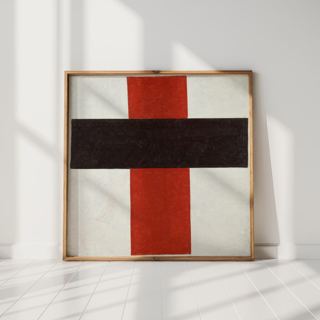 large cross in black over red on white 1920 kazimir malevich high quality print