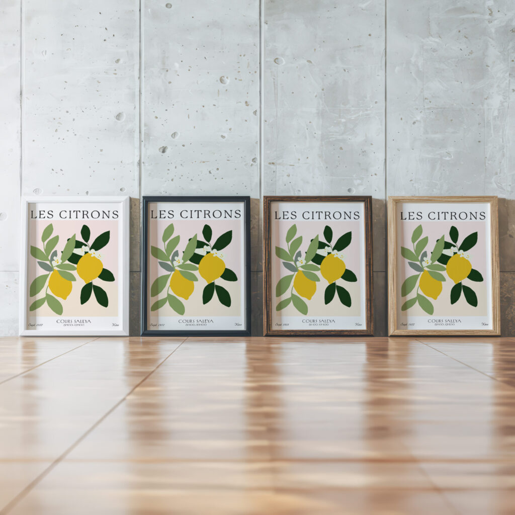 lemon 3x4 framed posters mockup