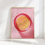 lemonade lemon art print minimalist pink modern kitchen poster