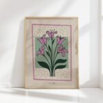 lilies mid century print retro floral art
