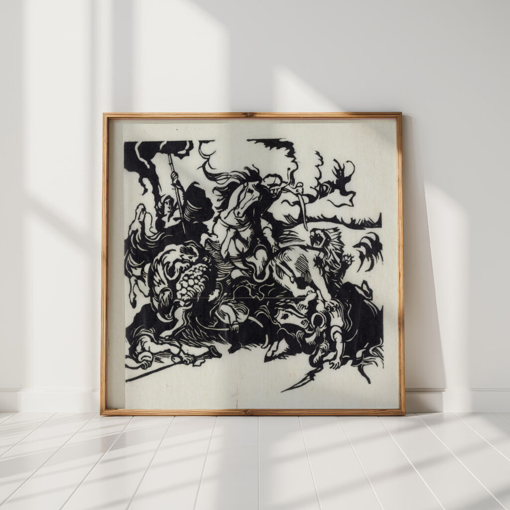lion hunt for delacroix 1913 franz marc high quality print