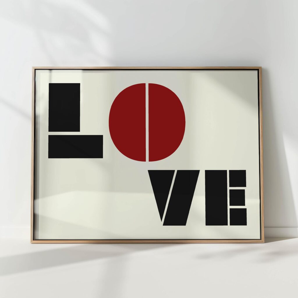 love typography print geometric design