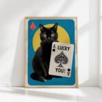 lucky you black cat playing card print