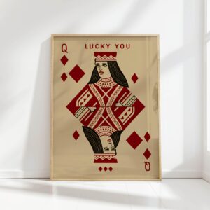 lucky you queen of diamond print playing card poster
