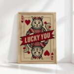 lucky you queen of hearts cat print