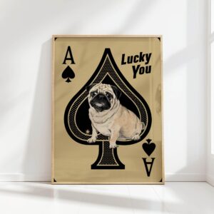 lucky you typography print with pug and ace design