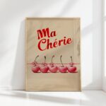 ma cherie typography print cherry illustration