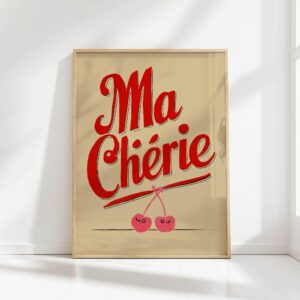 ma cherie typography print love poster
