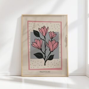 magnolia branch mid century print simple elegance