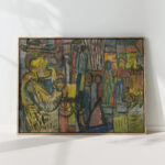 man with a pipe against a courtyard background 1936 sasza blonder high quality print