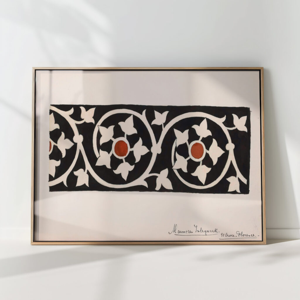 marble inlay with leaves from santa croce in florence 1890 johanna van de kamer high quality print