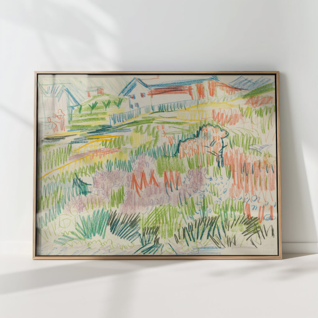 meadow with houses ernst ludwig kirchner high quality print