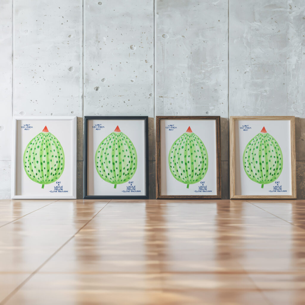 melon 3x4 framed posters mockup