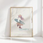 minimalist cowgirl howdy surfing surf poster high quality print