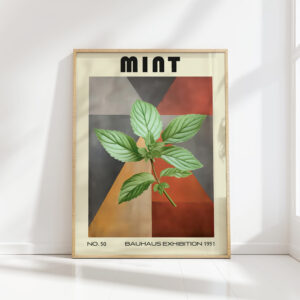 mint leaf art print for modern home decor