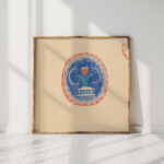 miscellaneous small sketches for inlaid table tops design with blue and orange floral motif 1930 winold reiss high quality print