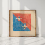 miscellaneous small sketches for inlaid table tops design with red and blue cubic motif 1930 winold reiss high quality print