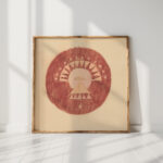 miscellaneous small sketches for inlaid table tops design with red and orange circular motif 1930 winold reiss high quality print