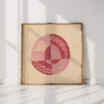 miscellaneous small sketches for inlaid table tops design with red and pink circular motif 1930 winold reiss high quality print