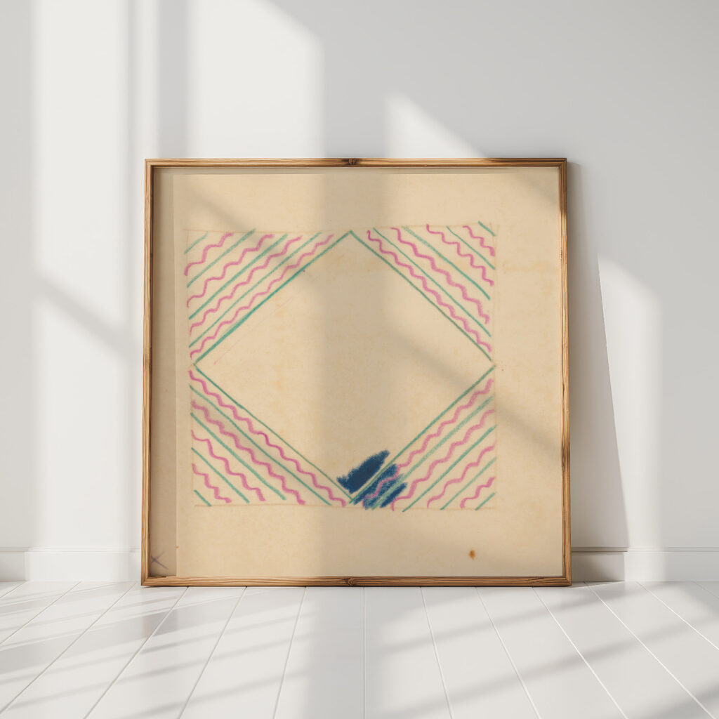 miscellaneous small sketches for inlaid table tops design with zig zag motif 1930 winold reiss high quality print