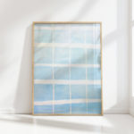 modern abstract blue and white art print