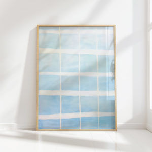 modern abstract blue and white art print